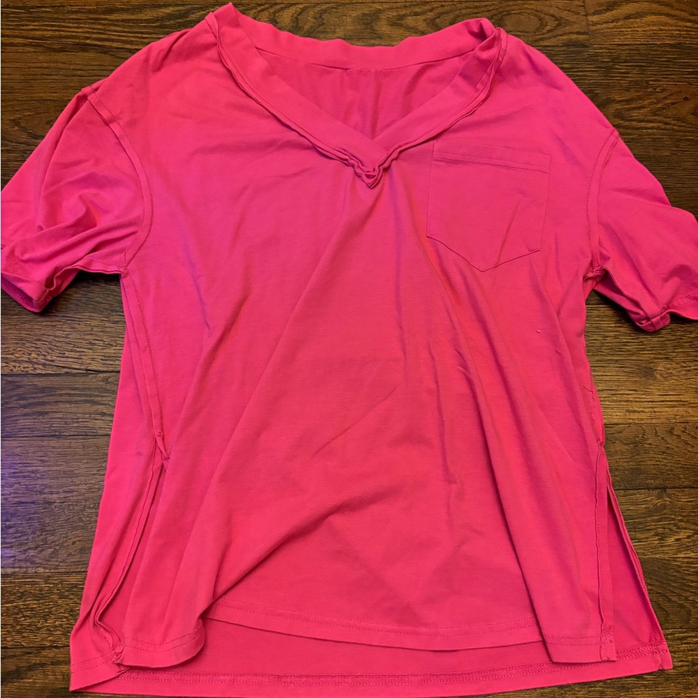 SHEIN Pink Relaxed Short Sleeve Blouse